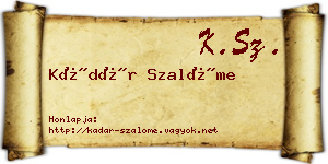 Kádár Szalóme névjegykártya
